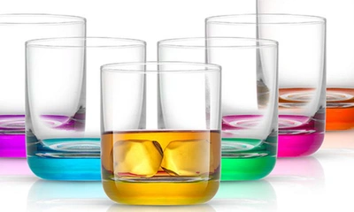 Joyjolt Hue Colored Double Old Fashion Glass In Multi