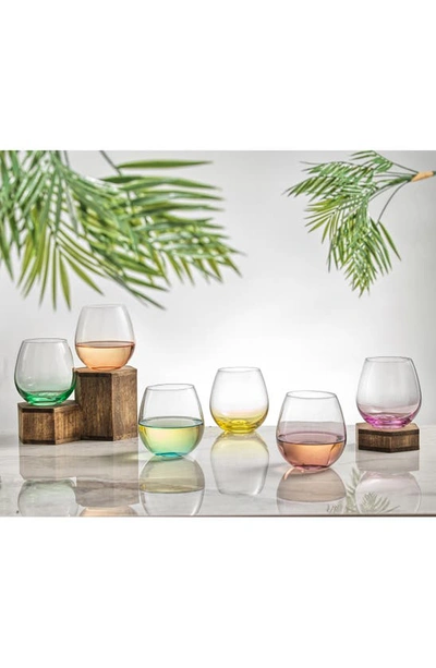 JOYJOLT JOYJOLT HUE SET OF 6 COLORED STEMLESS WINE GLASSES 