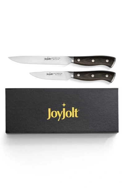 Joyjolt Stainless Steel Utility Knife & Paring Knife 2-piece Set In Silver/ Black