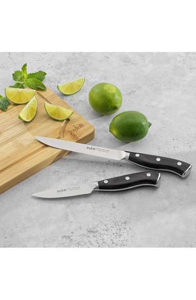 Joyjolt Stainless Steel Utility Knife & Paring Knife 2-piece Set In Silver/ Black