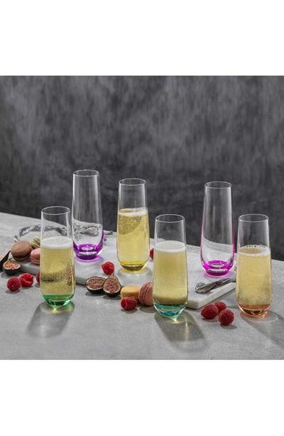 Joyjolt Hue Colored Stemless Champagne Glass In Multi