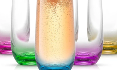 Joyjolt Hue Colored Stemless Champagne Glass In Multi