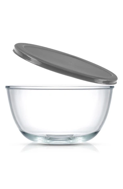Joyjolt Set Of 4 Thick Glass Mixing Bowls With Airtight Lids In Grey
