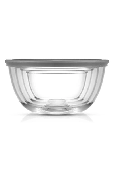 Joyjolt Set Of 4 Thick Glass Mixing Bowls With Airtight Lids In Grey