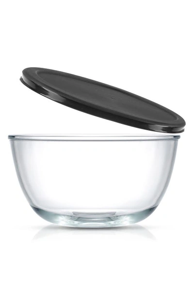 Joyjolt Set Of 4 Thick Glass Mixing Bowls With Airtight Lids In Black
