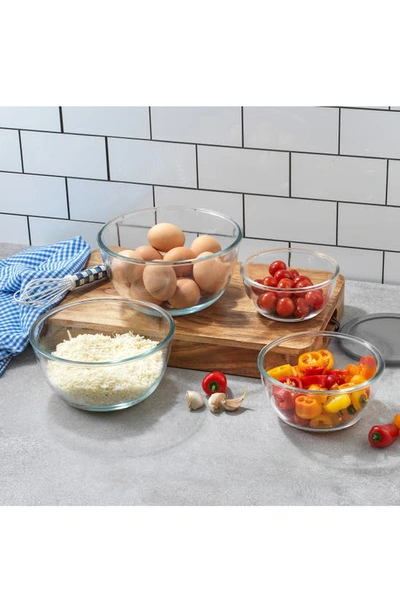 Joyjolt Set Of 4 Thick Glass Mixing Bowls With Airtight Lids In Grey
