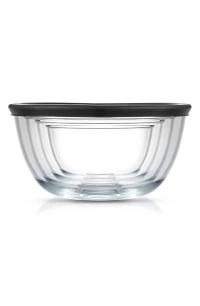 Joyjolt Set Of 4 Thick Glass Mixing Bowls With Airtight Lids In Black