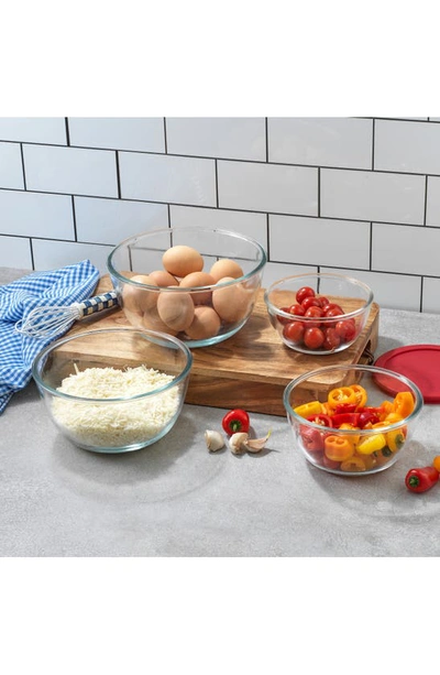 Joyjolt Set Of 4 Thick Glass Mixing Bowls With Airtight Lids In Red