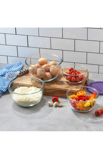 Joyjolt Set Of 4 Thick Glass Mixing Bowls With Airtight Lids In Purple