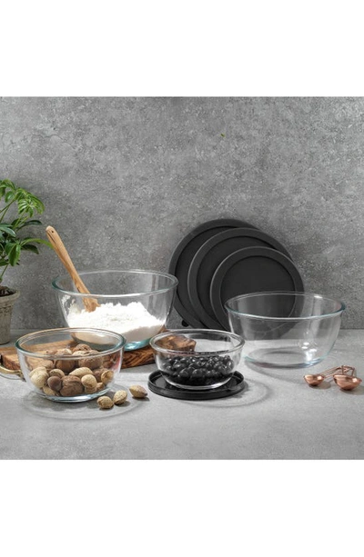 Joyjolt Set Of 4 Thick Glass Mixing Bowls With Airtight Lids In Black