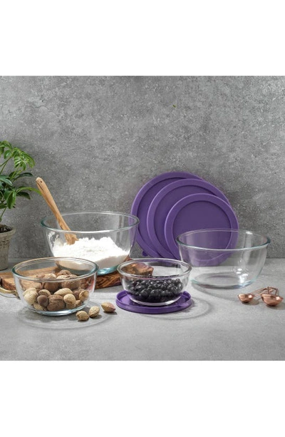 Shop Joyjolt Set Of 4 Thick Glass Mixing Bowls With Airtight Lids In Purple