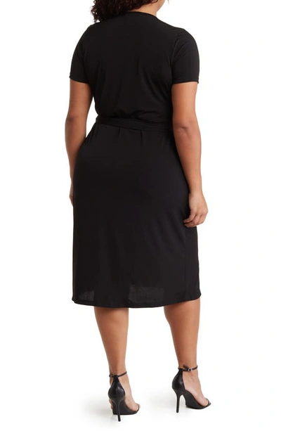 Renee C Solid Jersey Wrap Dress In Black
