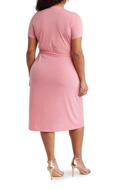 Shop Renee C Solid Jersey Wrap Dress In Pink