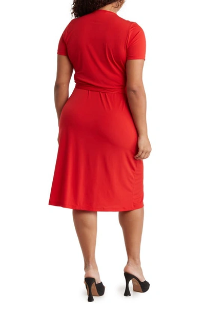 Shop Renee C Solid Jersey Wrap Dress In Red