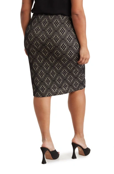 Renee C Diamond Print Pencil Skirt In Black