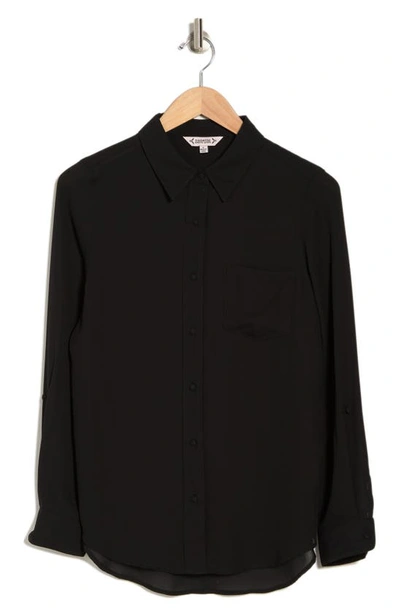 Nanette Lepore Roll Tab Button-up Shirt In Very Black