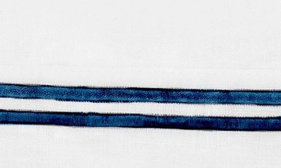 Shop Melange Home Set Of 2 Stripe Embroidered Linen Pillowcases In Navy