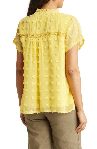 Forgotten Grace Crochet Clip Dot Blouse In Yellow
