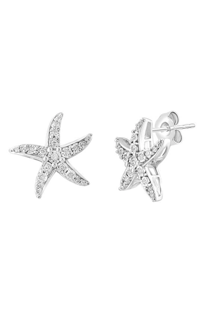 Effy Sterling Silver Diamond Starfish Stud Earrings In Silver