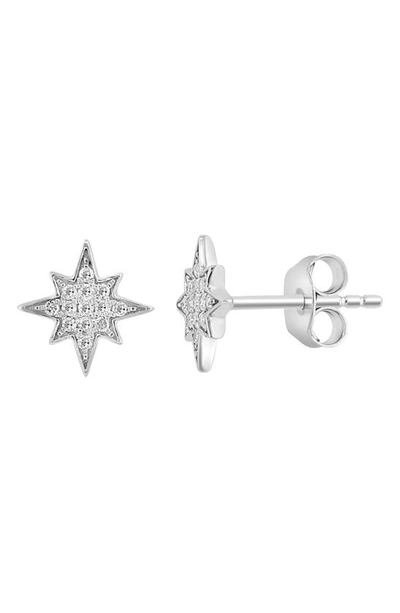 Effy Sterling Silver Diamond Burst Stud Earrings In Silver