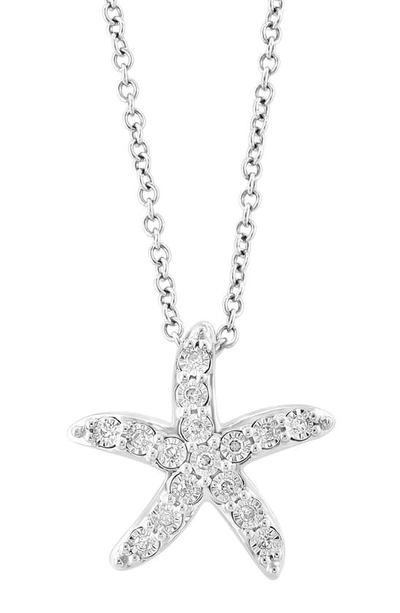 Effy Sterling Silver Diamond Starfish Pendant Necklace In Silver