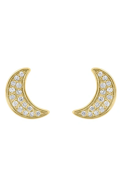 Effy Sterling Silver & Diamond Moon Stud Earrings In Gold