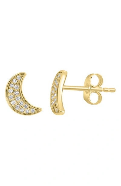Effy Sterling Silver & Diamond Moon Stud Earrings In Gold