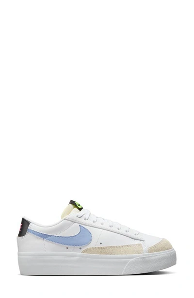 Shop Nike Blazer Low Platform Sneaker In White / Cobalt/ Volt/ Black