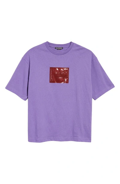 Shop Acne Studios Exford Inflatable Logo Organic Cotton T-shirt In Iris Purple