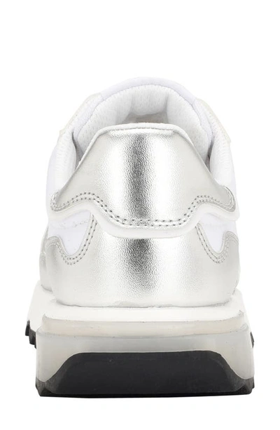 Shop Calvin Klein Magalee Mixed Media Sneaker In Silver 040