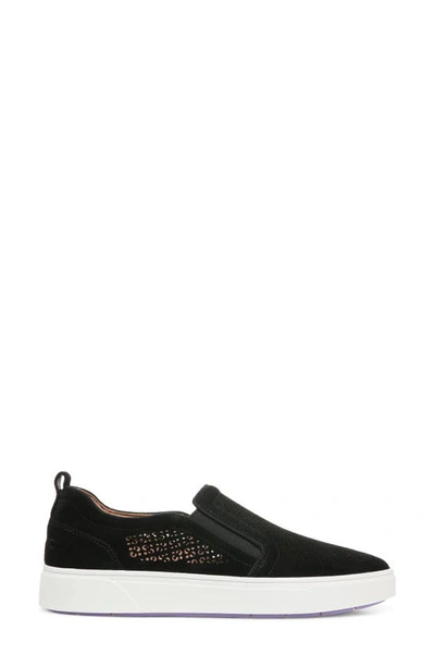 Shop Vionic Kimmie Perforated Suede Slip-on Sneaker In Black