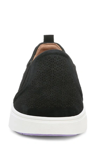 Shop Vionic Kimmie Perforated Suede Slip-on Sneaker In Black