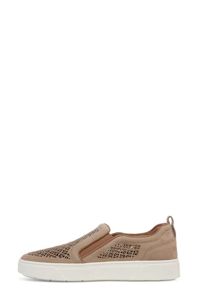 Shop Vionic Kimmie Perforated Suede Slip-on Sneaker In Wheat