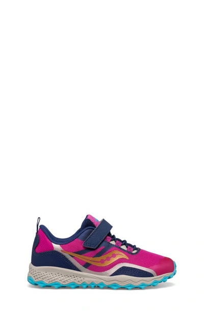 Shop Saucony Peregrine 12 A/c Water Repellent Hiking Sneaker In Navy/ Pink/ Turq