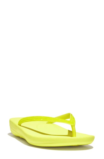 Shop Fitflop Iqushion™ Splash Crystal Flip Flop In Electric Yellow