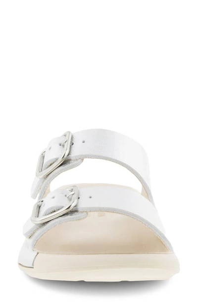 Shop Ecco 2nd Cozmo Buckle Slide Sandal In Pure Silver