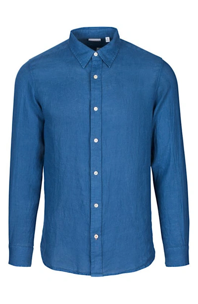 Shop Swims Amalfi Linen Button-up Shirt In Ensign Blue