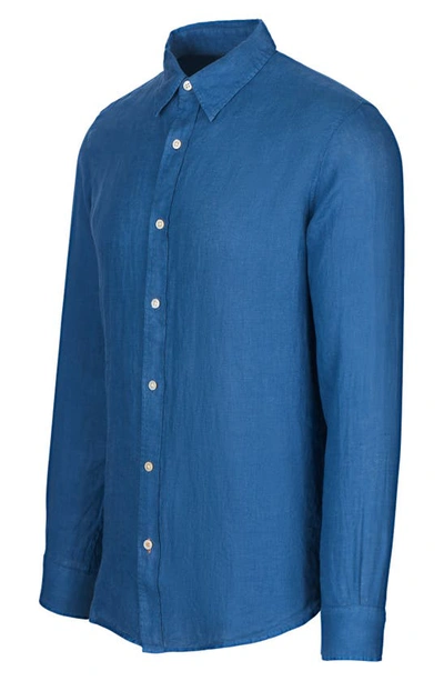Shop Swims Amalfi Linen Button-up Shirt In Ensign Blue