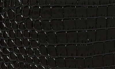 Shop Saint Laurent Croc Embossed Leather Wallet On A Chain In Nero/ Nero