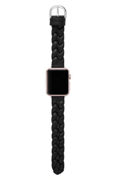 Kate Spade Women's Braided Leather Apple Watch Strap/20mm In Black