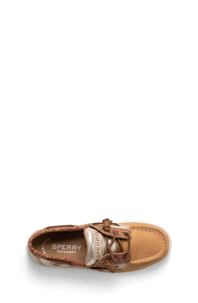 Shop Sperry Kids' Songfish Metallic Boat Shoe In Champagne