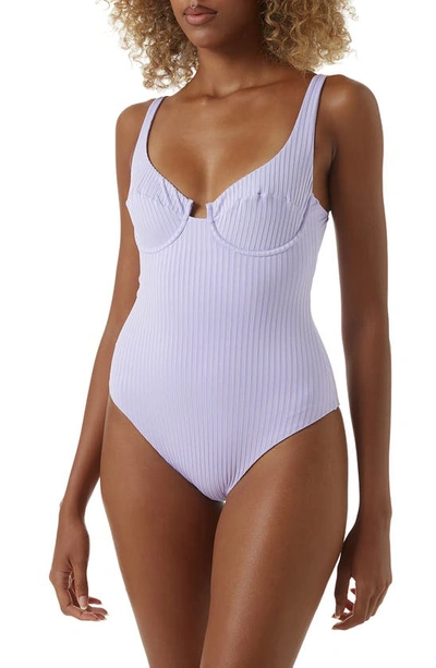 Shop Melissa Odabash Sanremo One-piece Swimsuit In Lavender Ribbed