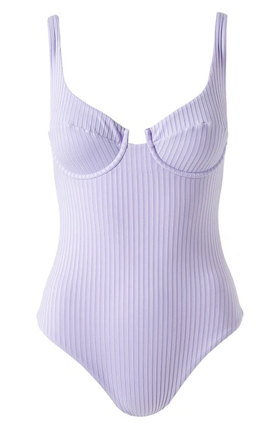 Shop Melissa Odabash Sanremo One-piece Swimsuit In Lavender Ribbed