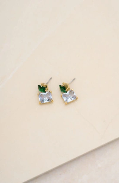 Ettika Crystal Square Drop Earrings In Green