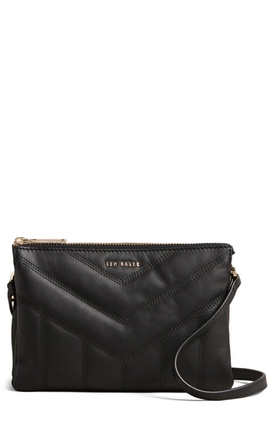 Shop Ted Baker Ayasini Quilted Leather Crossbody Bag In Black