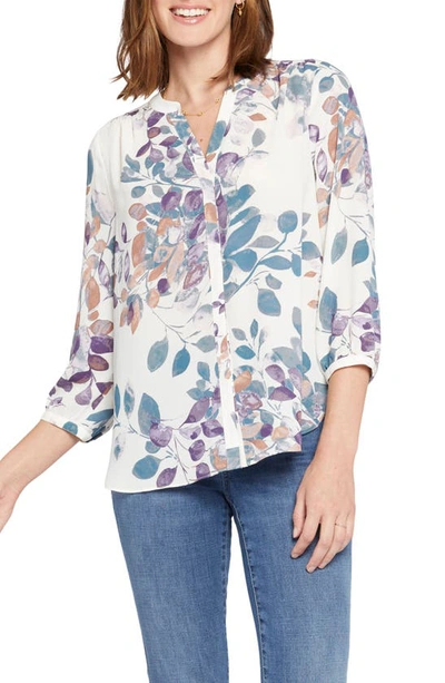 Shop Nydj High-low Crepe Blouse In Willowcreek