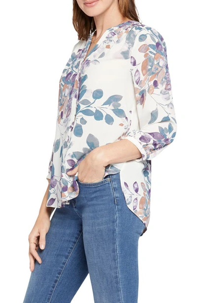 Shop Nydj High-low Crepe Blouse In Willowcreek