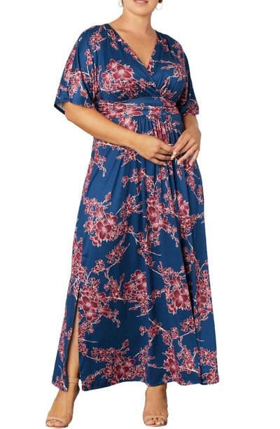 Shop Kiyonna Vienna Maxi Dress In Evening Cherry Blossoms