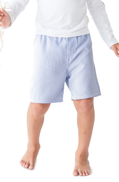 Shop Ruggedbutts Kids' Seersucker Stripe Swim Trunks In Blue