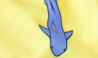 Shop Ruggedbutts Kids' Shark Print Swim Trunks In Yellow